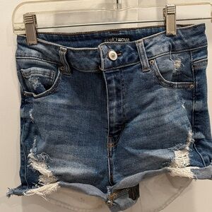 Fashion Nova Distressed Mini Blue Jean Shorts